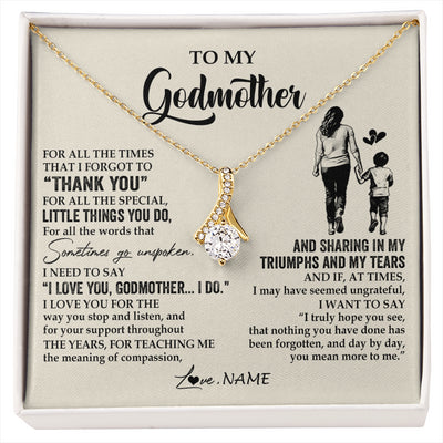 Alluring Beauty Necklace 18K Yellow Gold Finish | 1 | Personalized To My Godmother Necklace From Nephew For All The Times That I Forgot To Thank You Birthday Mothers Day Christmas Customized Gift Box Message Card | siriusteestore