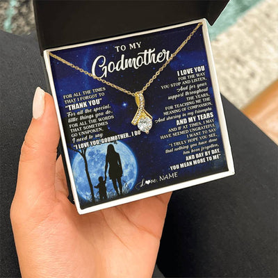 Alluring Beauty Necklace 18K Yellow Gold Finish | 2 | Personalized To My Godmother Necklace From Nephew Niece Thank You Grateful Love Aunt Birthday Mothers Day Jewelry Christmas Customized Gift Box Message Card | siriusteestore