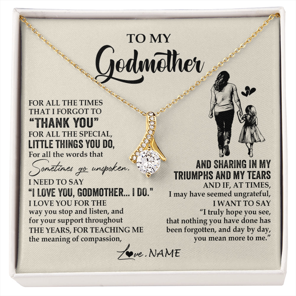 Alluring Beauty Necklace 18K Yellow Gold Finish | 1 | Personalized To My Godmother Necklace From Niece For All The Times That I Forgot To Thank You Birthday Mothers Day Christmas Customized Gift Box Message Card | siriusteestore