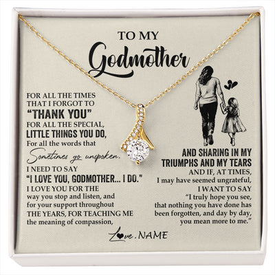 Alluring Beauty Necklace 18K Yellow Gold Finish | 1 | Personalized To My Godmother Necklace From Niece For All The Times That I Forgot To Thank You Birthday Mothers Day Christmas Customized Gift Box Message Card | siriusteestore