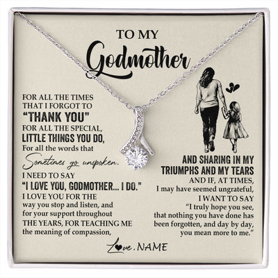 Alluring Beauty Necklace 14K White Gold Finish | 1 | Personalized To My Godmother Necklace From Niece For All The Times That I Forgot To Thank You Birthday Mothers Day Christmas Customized Gift Box Message Card | siriusteestore