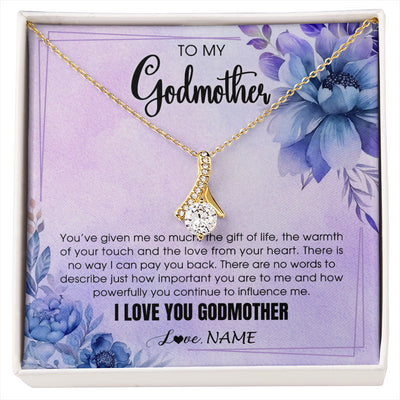 Alluring Beauty Necklace 18K Yellow Gold Finish | 1 | Personalized To My Godmother Necklace From Niece Nephew I Love You Aunt Birthday Gifts Mothers Day Jewelry Pendant Christmas Customized Gift Box Message Card | siriusteestore