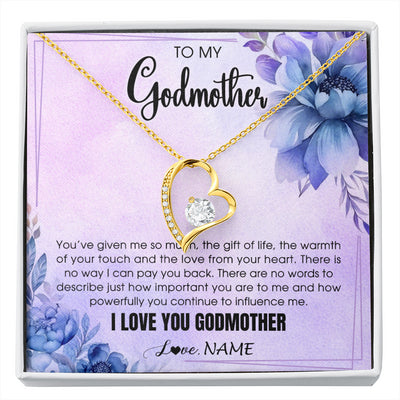Forever Love Necklace 18K Yellow Gold Finish | 1 | Personalized To My Godmother Necklace From Niece Nephew I Love You Aunt Birthday Gifts Mothers Day Jewelry Pendant Christmas Customized Gift Box Message Card | siriusteestore