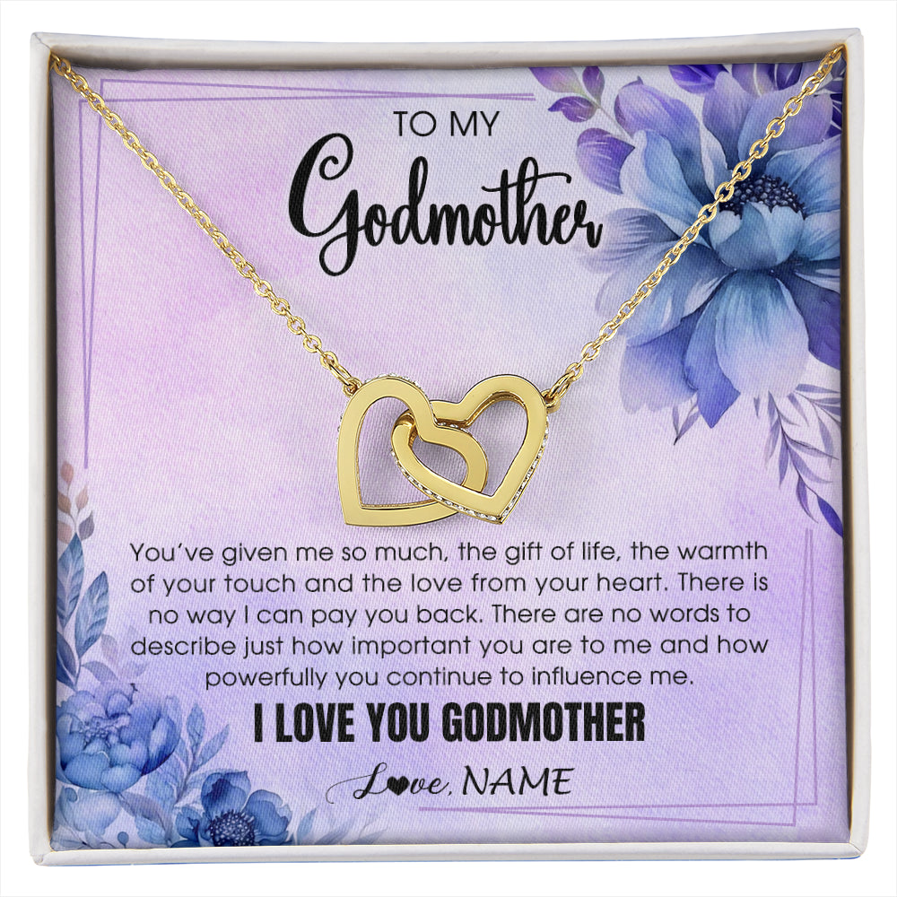 Interlocking Hearts Necklace 18K Yellow Gold Finish | 1 | Personalized To My Godmother Necklace From Niece Nephew I Love You Aunt Birthday Gifts Mothers Day Jewelry Pendant Christmas Customized Gift Box Message Card | siriusteestore