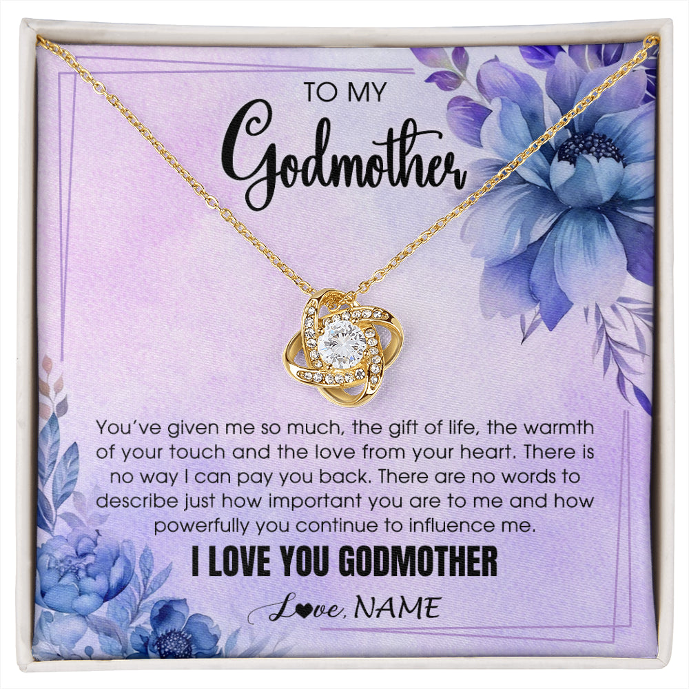 Love Knot Necklace 18K Yellow Gold Finish | 1 | Personalized To My Godmother Necklace From Niece Nephew I Love You Aunt Birthday Gifts Mothers Day Jewelry Pendant Christmas Customized Gift Box Message Card | siriusteestore