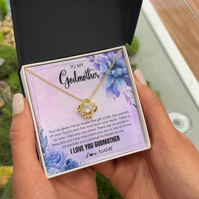 Love Knot Necklace 18K Yellow Gold Finish | 2 | Personalized To My Godmother Necklace From Niece Nephew I Love You Aunt Birthday Gifts Mothers Day Jewelry Pendant Christmas Customized Gift Box Message Card | siriusteestore