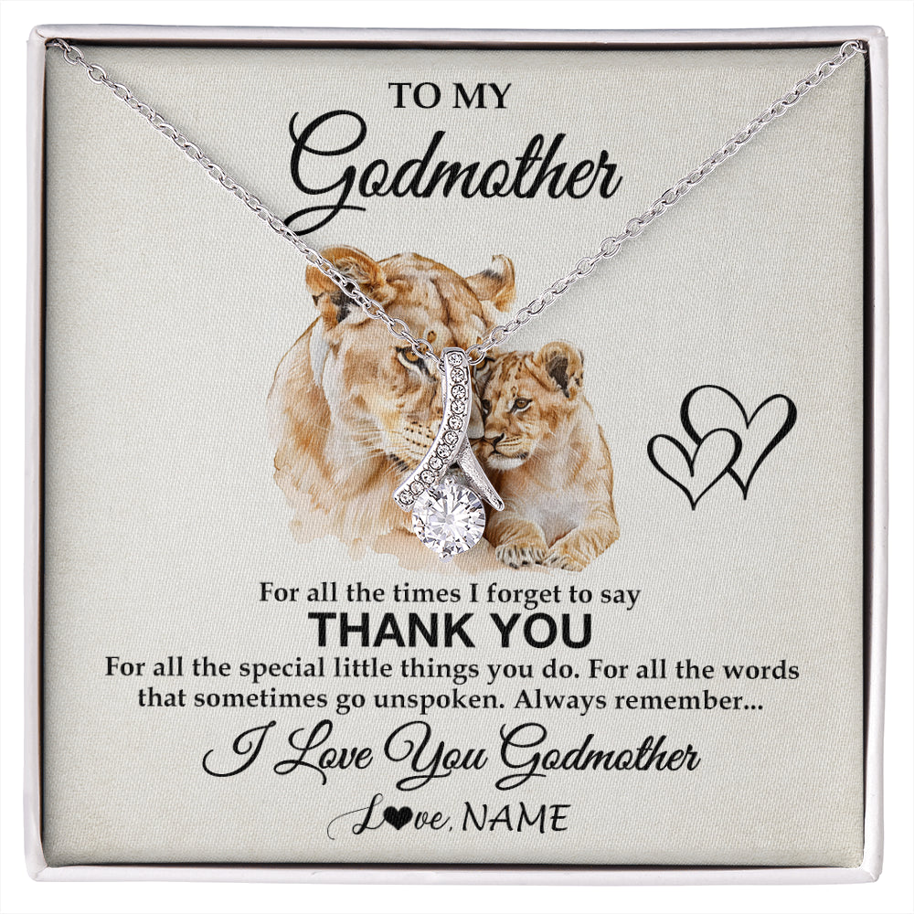 Alluring Beauty Necklace 14K White Gold Finish | 1 | Personalized To My Godmother Necklace From Niece Nephew Thank You Lion Aunt Gift For Mothers Day Birthday Gift Christmas For Godmother Gift Box Message Card | siriusteestore