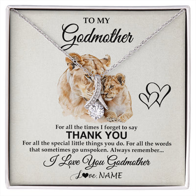 Alluring Beauty Necklace 14K White Gold Finish | 1 | Personalized To My Godmother Necklace From Niece Nephew Thank You Lion Aunt Gift For Mothers Day Birthday Gift Christmas For Godmother Gift Box Message Card | siriusteestore