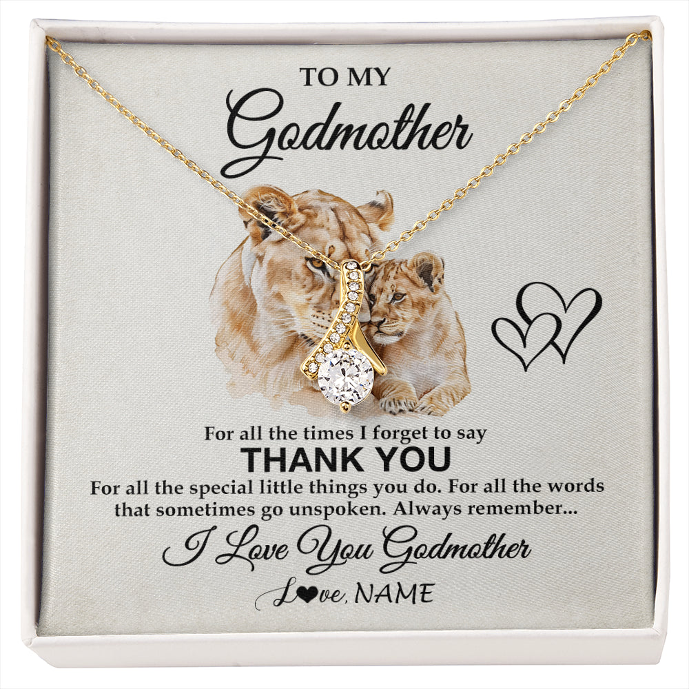 Alluring Beauty Necklace 18K Yellow Gold Finish | 1 | Personalized To My Godmother Necklace From Niece Nephew Thank You Lion Aunt Gift For Mothers Day Birthday Gift Christmas For Godmother Gift Box Message Card | siriusteestore
