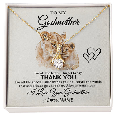 Alluring Beauty Necklace 18K Yellow Gold Finish | 1 | Personalized To My Godmother Necklace From Niece Nephew Thank You Lion Aunt Gift For Mothers Day Birthday Gift Christmas For Godmother Gift Box Message Card | siriusteestore