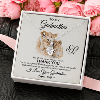 Alluring Beauty Necklace 14K White Gold Finish | 2 | Personalized To My Godmother Necklace From Niece Nephew Thank You Lion Aunt Gift For Mothers Day Birthday Gift Christmas For Godmother Gift Box Message Card | siriusteestore
