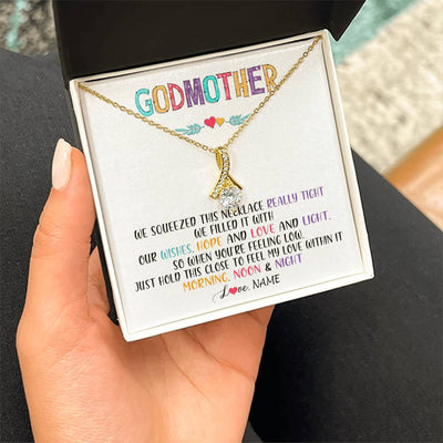 Alluring Beauty Necklace 18K Yellow Gold Finish | 2 | Personalized To My Godmother Necklace From Niece We Squeezed This Necklace Godmother Birthday Mothers Day Christmas Customized Gift Box Message Card | siriusteestore
