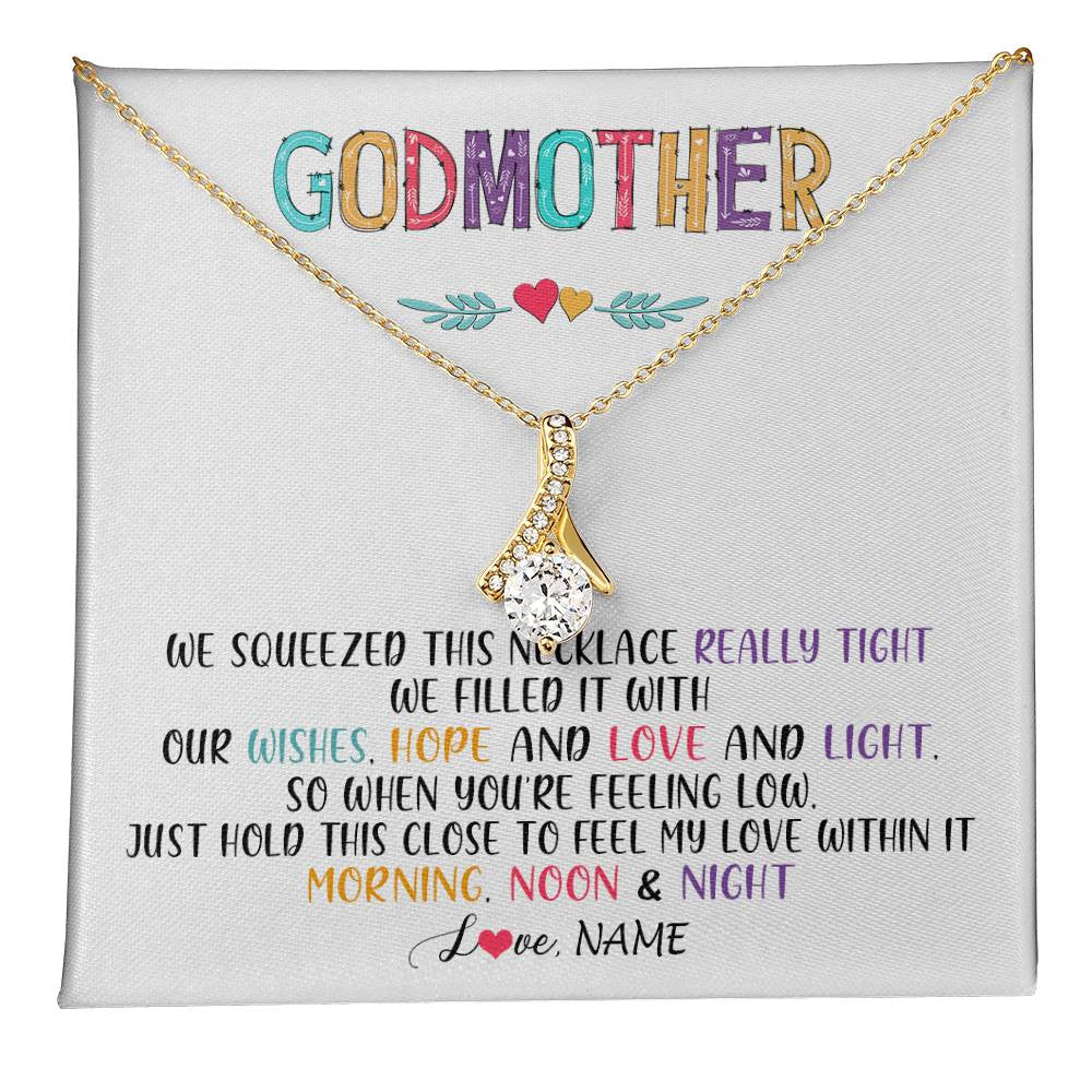 Alluring Beauty Necklace 18K Yellow Gold Finish | 1 | Personalized To My Godmother Necklace From Niece We Squeezed This Necklace Godmother Birthday Mothers Day Christmas Customized Gift Box Message Card | siriusteestore