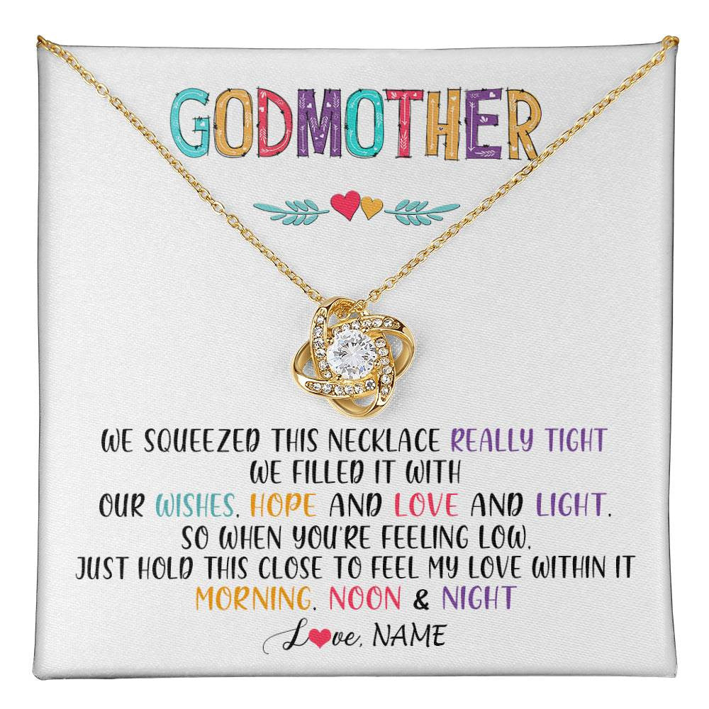 Love Knot Necklace 18K Yellow Gold Finish | 1 | Personalized To My Godmother Necklace From Niece We Squeezed This Necklace Godmother Birthday Mothers Day Christmas Customized Gift Box Message Card | siriusteestore
