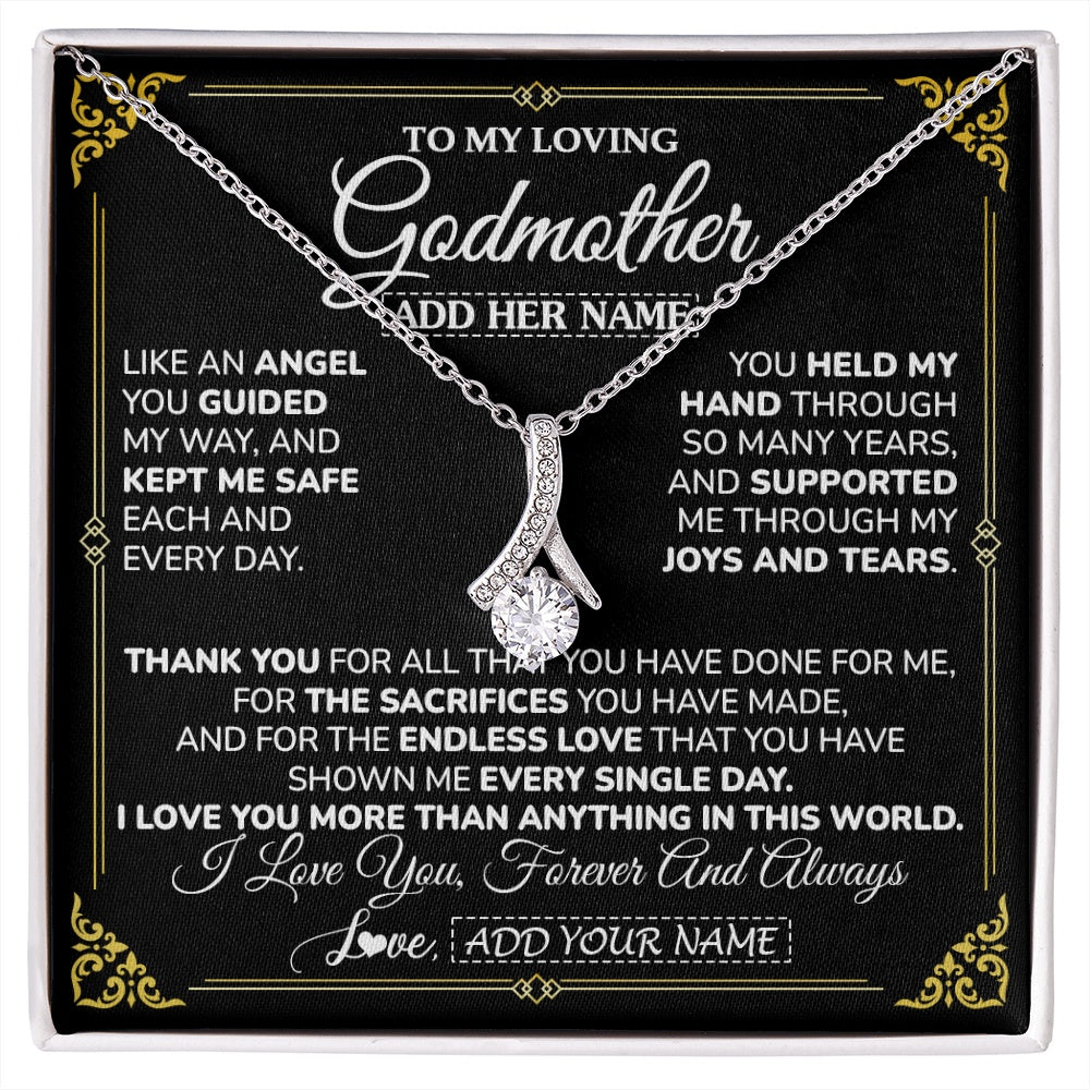 Alluring Beauty Necklace 14K White Gold Finish | 1 | Personalized To My Godmother Necklace Gifts Meaningful Gift To Aunt From Niece Without You There Is No Me Mothers Day Godmother Birthday Gift Box Message Card | https://siriusteestore.