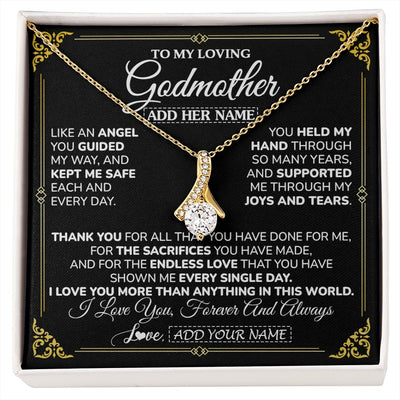 Alluring Beauty Necklace 18K Yellow Gold Finish | 1 | Personalized To My Godmother Necklace Gifts Meaningful Gift To Aunt From Niece Without You There Is No Me Mothers Day Godmother Birthday Gift Box Message Card | https://siriusteestore.