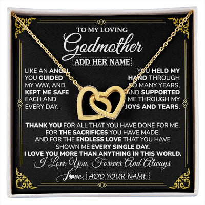 Interlocking Hearts Necklace 18K Yellow Gold Finish | 1 | Personalized To My Godmother Necklace Gifts Meaningful Gift To Aunt From Niece Without You There Is No Me Mothers Day Godmother Birthday Gift Box Message Card | https://siriusteestore.