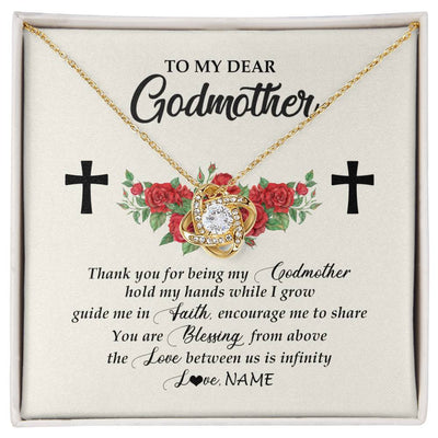 Love Knot Necklace 18K Yellow Gold Finish | Personalized To My Godmother Necklace from Goddaughter Thank you For Begin My Goddaughter Birthday Mothers Day Thanksgiving Christmas Customized Message Card | siriusteestore