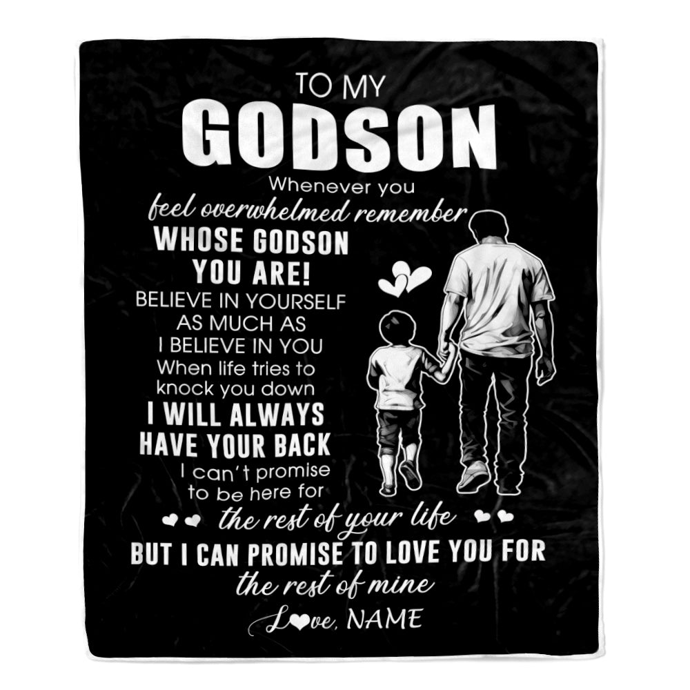 Personalized To My Godson Blanket From Godfather Whenever You Feel Overwhelmed Godson Birthday Graduation Christmas Customized Bed Fleece Throw Blanket | siriusteestore