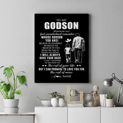 Personalized To My Godson Canvas From Godfather Whenever You Feel Overwhelmed Godson Birthday Gifts Graduation Christmas Custom Wall Art Print Framed Canvas | siriusteestore