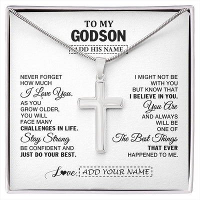 Stainless Cross Necklace Stainless Steel | 1 | Personalized To My Godson Gifts From Godmother Uncle Necklace I Love You Thoughtful Keepsake Gift For Godson Graduation Christmas Custom Gift Box Message Card | https://siriusteestore.