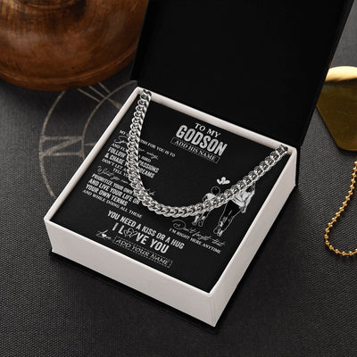 Cuban Link Chain Necklace Stainless Steel | 2 | Personalized To My Godson Gifts Necklace From Godmother Aunt My Only Wish For You Godson Birthday Gifts Graduation Christmas Customized Gift Box Message Card | siriusteestore.myshopify