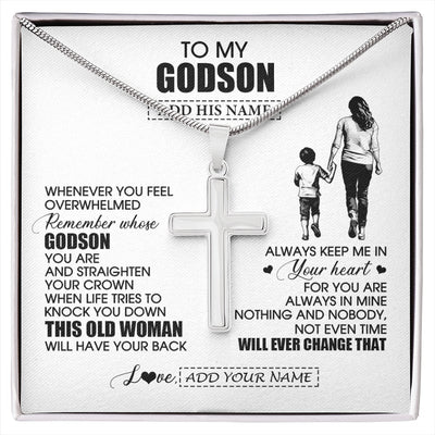 Stainless Cross Necklace Stainless Steel | 1 | Personalized To My Godson Gifts Necklace From Godmother Aunt Whenever Woman Unique Birthday Gifts For Godson Graduation Christmas Custom Gift Box Message Card | siriusteestore.myshopify