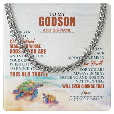 Cuban Link Chain Necklace Stainless Steel | 1 | Personalized To My Godson Gifts Necklace From Godmother Uncle Whenever Turtle Unique Birthday Gifts For Godson Graduation Christmas Gift Box Message Card | https://siriusteestore.