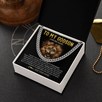 Cuban Link Chain Necklace Stainless Steel | 2 | Personalized To My Godson Gifts Necklace From Uncle Aunt Believe In Your Heart Lion Godson Birthday Gifts Graduation Christmas Custom Gift Box Message Card | https://siriusteestore.