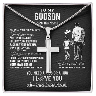 Stainless Cross Necklace Stainless Steel | 1 | Personalized To My Godson Gifts Necklace From Uncle Godfather My Only Wish For You Godson Birthday Gifts Graduation Christmas Customized Gift Box Message Card | siriusteestore.myshopify