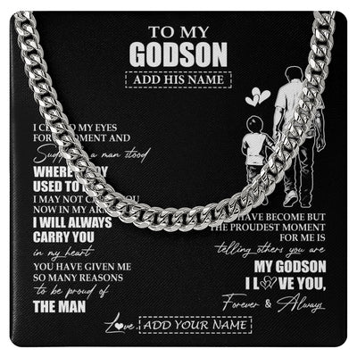 Cuban Link Chain Necklace Stainless Steel | 1 | Personalized To My Godson Gifts Necklace From Uncle I Closed My Eyes For A Moment Godson Birthday Graduation Christmas Customized Gift Box Message Card | siriusteestore.myshopify