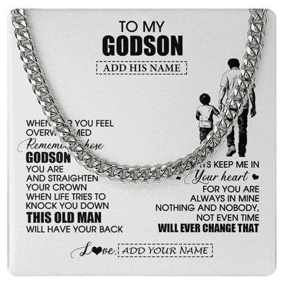 Cuban Link Chain Necklace Stainless Steel | 1 | Personalized To My Godson Gifts Necklace From Uncle Whenever Man Unique Birthday Gifts For Godson Graduation Christmas Customized Gift Box Message Card | siriusteestore.myshopify