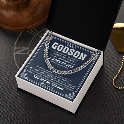 Cuban Link Chain Necklace Stainless Steel | 2 | Personalized To My Godson Necklace From Godmother Uncle Aunt Suddenly A Man Jewelry Godson Birthday Gifts Graduation Christmas Customized Gift Box Message Card | siriusteestore