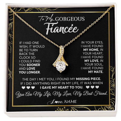 Alluring Beauty Necklace 18K Yellow Gold Finish | 1 | Personalized To My Gorgeous Fiancee Necklace From Fiance My Life My Love Future Wife Birthday Valentines Day Christmas Customized Gift Box Message Card | siriusteestore
