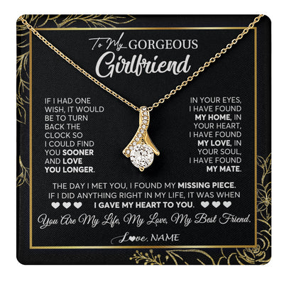 Alluring Beauty Necklace 18K Yellow Gold Finish | 1 | Personalized To My Gorgeous Girlfriend Necklace From Boyfriend My Life My Love Girlfriend Birthday Anniversary Valentines Day Customized Gift Box Message Card | siriusteestore