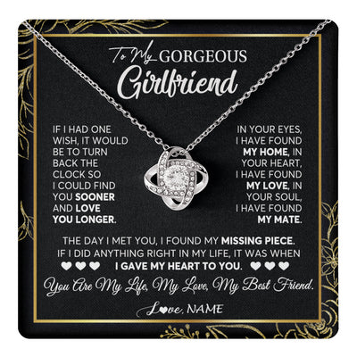 Love Knot Necklace 14K White Gold Finish | 1 | Personalized To My Gorgeous Girlfriend Necklace From Boyfriend My Life My Love Girlfriend Birthday Anniversary Valentines Day Customized Gift Box Message Card | siriusteestore