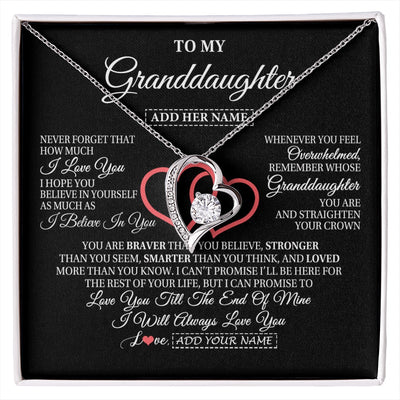 Forever Love Necklace 14K White Gold Finish | 1 | Personalized To My Granddaughter Birthday Gifts From Granparents Always Love You Granddaughter Gifts Necklace Jewelry Christmas Custom Gift Box Message Card | siriusteestore.myshopify