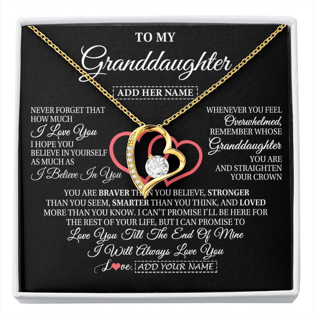 Forever Love Necklace 18K Yellow Gold Finish | 1 | Personalized To My Granddaughter Birthday Gifts From Granparents Always Love You Granddaughter Gifts Necklace Jewelry Christmas Custom Gift Box Message Card | siriusteestore.myshopify