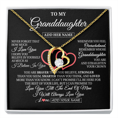 Forever Love Necklace 18K Yellow Gold Finish | 1 | Personalized To My Granddaughter Birthday Gifts From Granparents Always Love You Granddaughter Gifts Necklace Jewelry Christmas Custom Gift Box Message Card | siriusteestore.myshopify