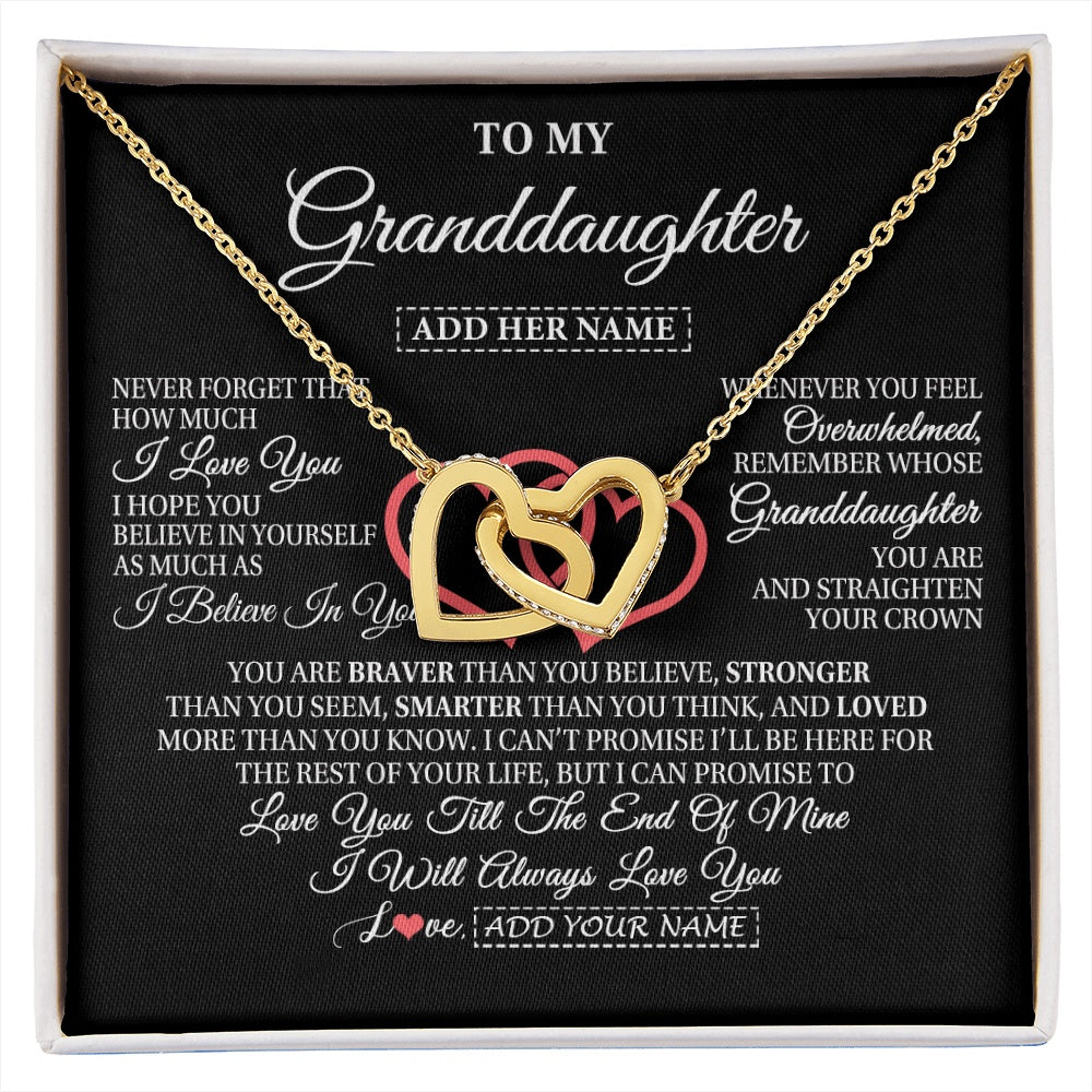 Interlocking Hearts Necklace 18K Yellow Gold Finish | 1 | Personalized To My Granddaughter Birthday Gifts From Granparents Always Love You Granddaughter Gifts Necklace Jewelry Christmas Custom Gift Box Message Card | siriusteestore.myshopify