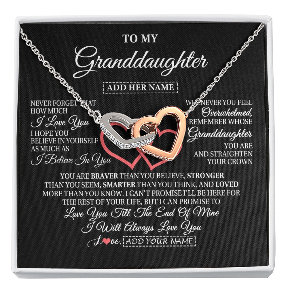 Interlocking Hearts Necklace Stainless Steel & Rose Gold Finish | 1 | Personalized To My Granddaughter Birthday Gifts From Granparents Always Love You Granddaughter Gifts Necklace Jewelry Christmas Custom Gift Box Message Card | siriusteestore.myshopify