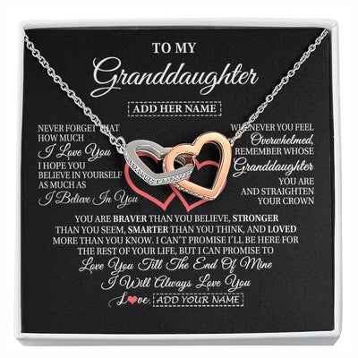 Interlocking Hearts Necklace Stainless Steel & Rose Gold Finish | 1 | Personalized To My Granddaughter Birthday Gifts From Granparents Always Love You Granddaughter Gifts Necklace Jewelry Christmas Custom Gift Box Message Card | siriusteestore.myshopify