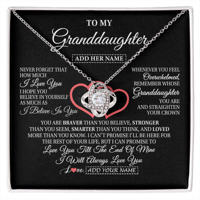 Love Knot Necklace 14K White Gold Finish | 1 | Personalized To My Granddaughter Birthday Gifts From Granparents Always Love You Granddaughter Gifts Necklace Jewelry Christmas Custom Gift Box Message Card | siriusteestore.myshopify