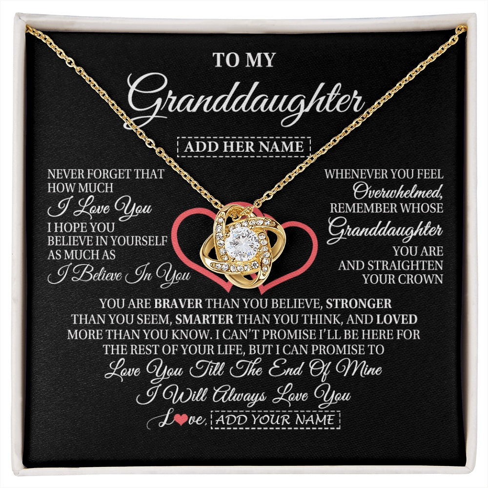 Love Knot Necklace 18K Yellow Gold Finish | 1 | Personalized To My Granddaughter Birthday Gifts From Granparents Always Love You Granddaughter Gifts Necklace Jewelry Christmas Custom Gift Box Message Card | siriusteestore.myshopify