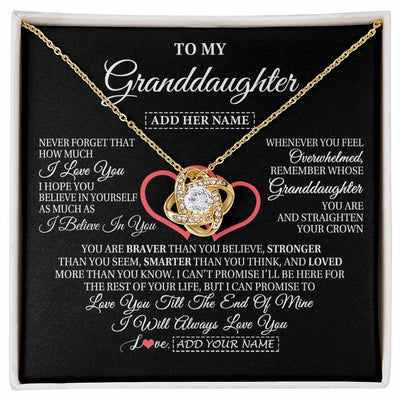 Love Knot Necklace 18K Yellow Gold Finish | 1 | Personalized To My Granddaughter Birthday Gifts From Granparents Always Love You Granddaughter Gifts Necklace Jewelry Christmas Custom Gift Box Message Card | siriusteestore.myshopify