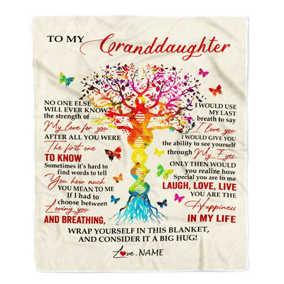 Personalized To My Granddaughter Blanket From Grandma DNA Colorful Tree Granddaughter Birthday Celebrating Graduation Christmas Customized Gift Fleece Blanket | siriusteestore