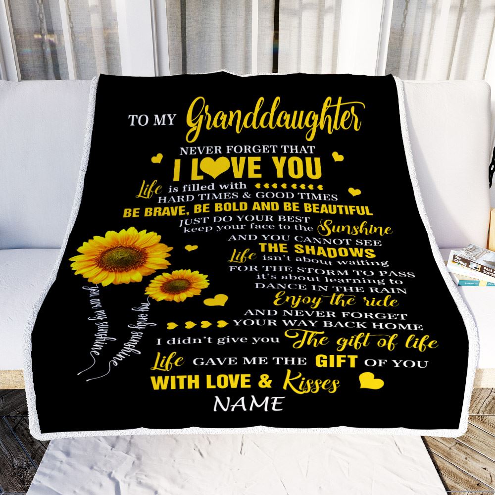 Personalized To My Granddaughter Blanket From Grandma Sunflower Never Forget I Love You Birthday Celebrating Graduation Gift Christmas Fleece Blanket | siriusteestore