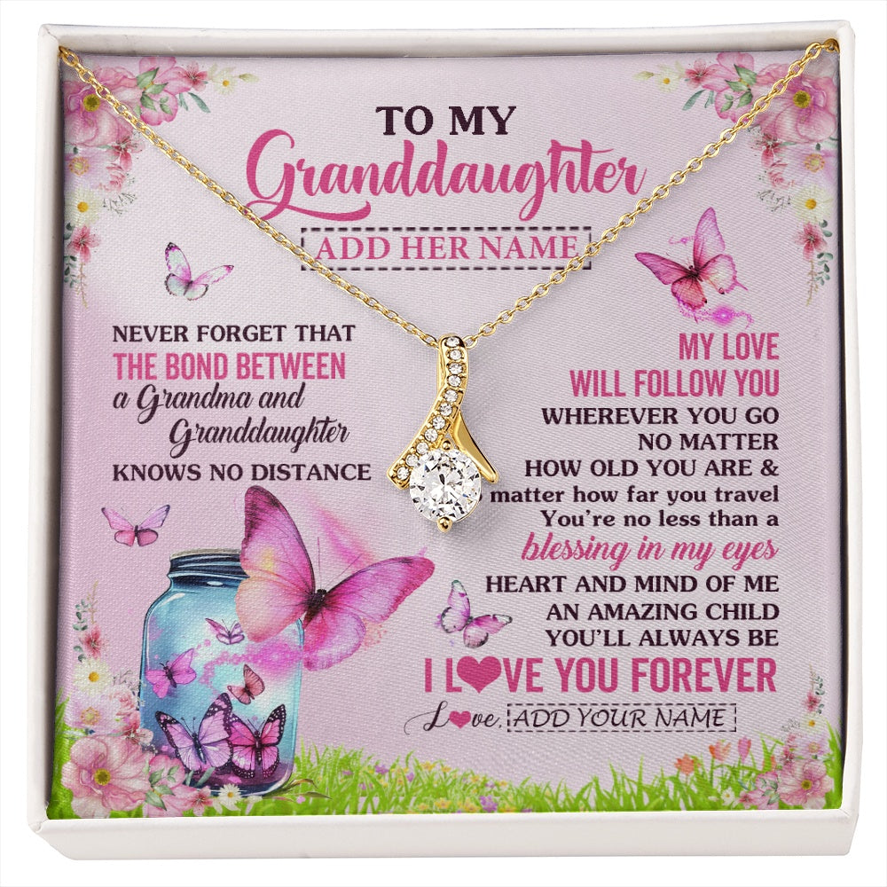 Alluring Beauty Necklace 18K Yellow Gold Finish | 1 | Personalized To My Granddaughter Butterfly Necklace From Grandma The Bond Between Granddaughter Birthday Gifts Graduation Christmas Gift Box Message Card | https://siriusteestore.