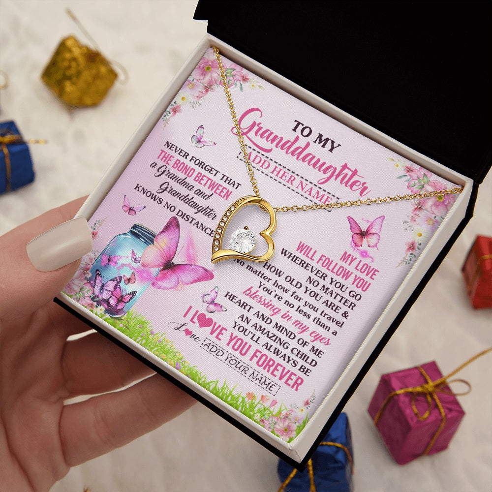 Forever Love Necklace 18K Yellow Gold Finish | 2 | Personalized To My Granddaughter Butterfly Necklace From Grandma The Bond Between Granddaughter Birthday Gifts Graduation Christmas Gift Box Message Card | https://siriusteestore.
