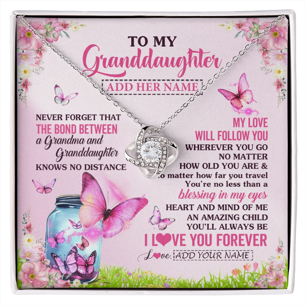 Love Knot Necklace 14K White Gold Finish | 1 | Personalized To My Granddaughter Butterfly Necklace From Grandma The Bond Between Granddaughter Birthday Gifts Graduation Christmas Gift Box Message Card | https://siriusteestore.